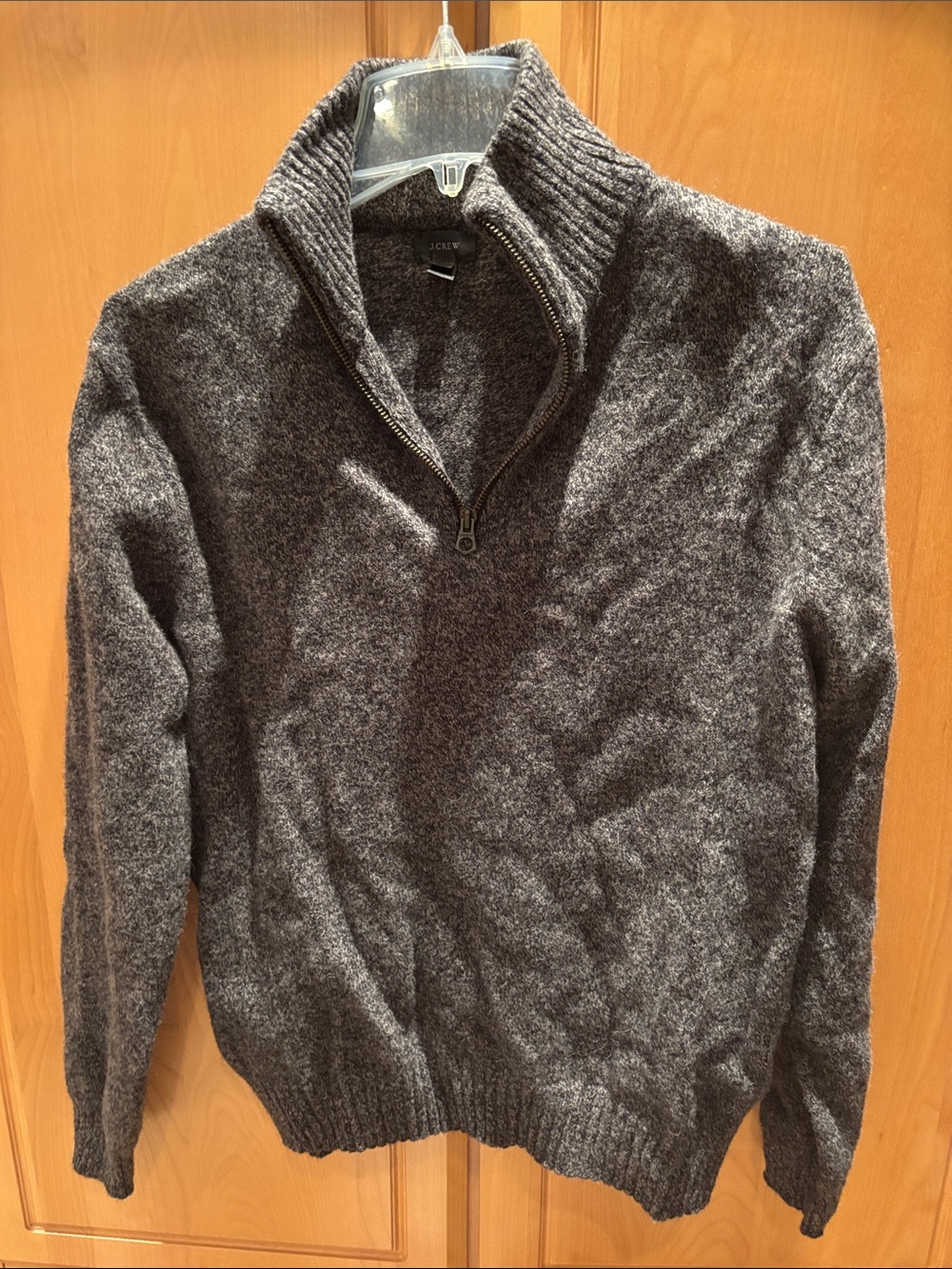 J. Crew Men’s Charcoal Zip-Front Wool Sweater
